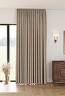 Однотонна лляна структурна штора "Safir", колір коричневий