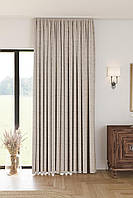 Однотонна лляна структурна штора "Safir", колір пісочний
