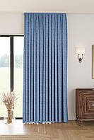 Однотонна лляна структурна штора "Safir", колір світло-синій