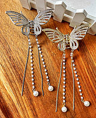 Краби для волосся оптом метал стрази/перлини (ЗОЛОТО ТА СРІБЛО) 8*5*3 см 6 шт/уп МЕТЕЛИКИ