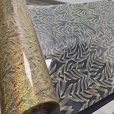 Прозоре М'яке скло із лазерним малюнком листя, ширина 60см