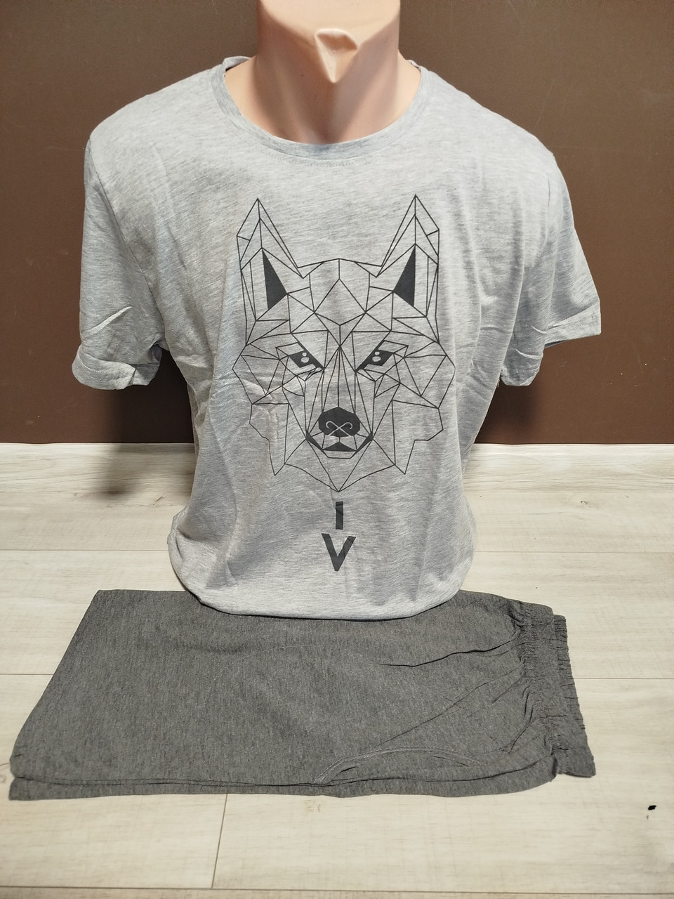 Підліткова піжама для хлопчика Туреччина Літо Falcom Вовк 14-18 років футболка і штани сіра, фото 1