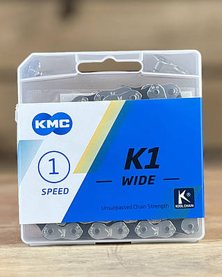 Ланцюг на велосипед KMC K1-Wide Silver/Black 1 швидкість 110 ланок срібний/чорний + замок