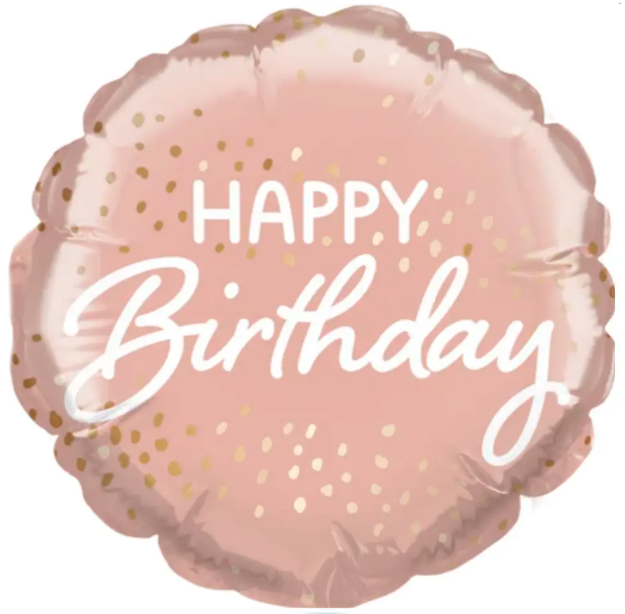 Коло 18" Happy Birthday - рожеве золото конфетті 2601