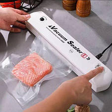 Вакууматор для продуктів, вакуумний пакувальник їжі Vacuum Sealer Білий, фото 3