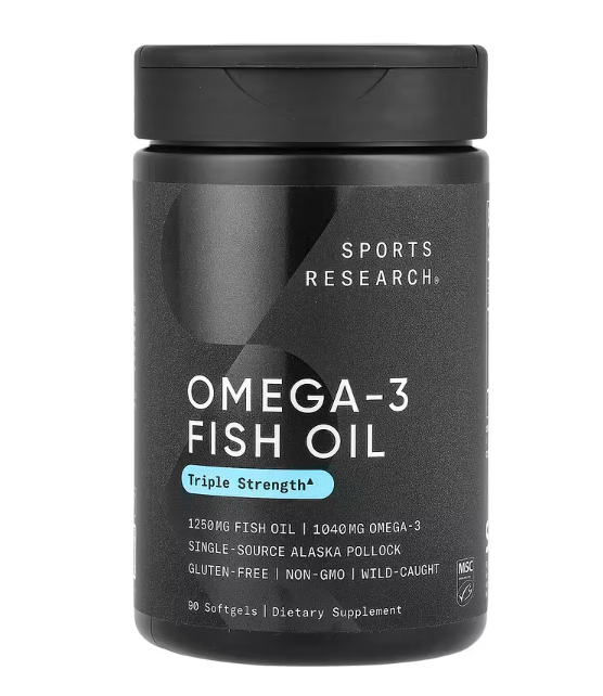 Риб'ячий жир з омега-3 потрійна сила Sports Research, 1250 мг 90 капсул, фото 1