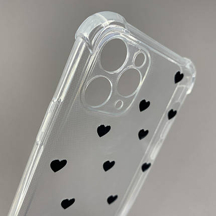 Чохол для iPhone 11 Pro чохол з бронь кутами з сердечками на телефон айфон 11 про прозорий q04t, фото 2