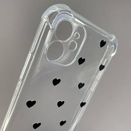 Чохол для iPhone 11 чохол з бронь кутами з сердечками на телефон айфон 11 прозорий q04t, фото 2