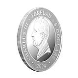 Інвестиційна монета срібло 1oz Неприручений Крокодил 2024 Токелау 5 доларів okeania untamed CHARLES III, фото 5