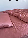 Двоспальне сатинова білизна малинового кольору, постільний комплект Преміум, фото 6