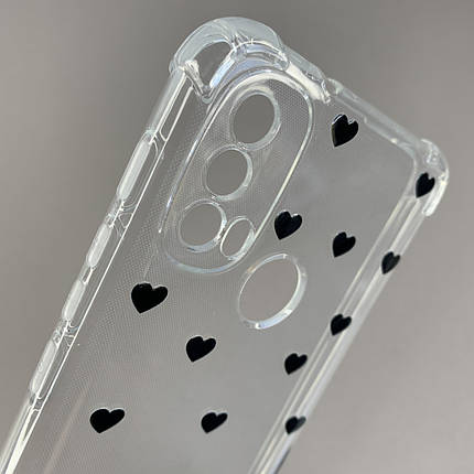 Чохол для Motorola E40 чохол з бронь кутами з сердечками на телефон моторола е40 прозорий q04t, фото 2