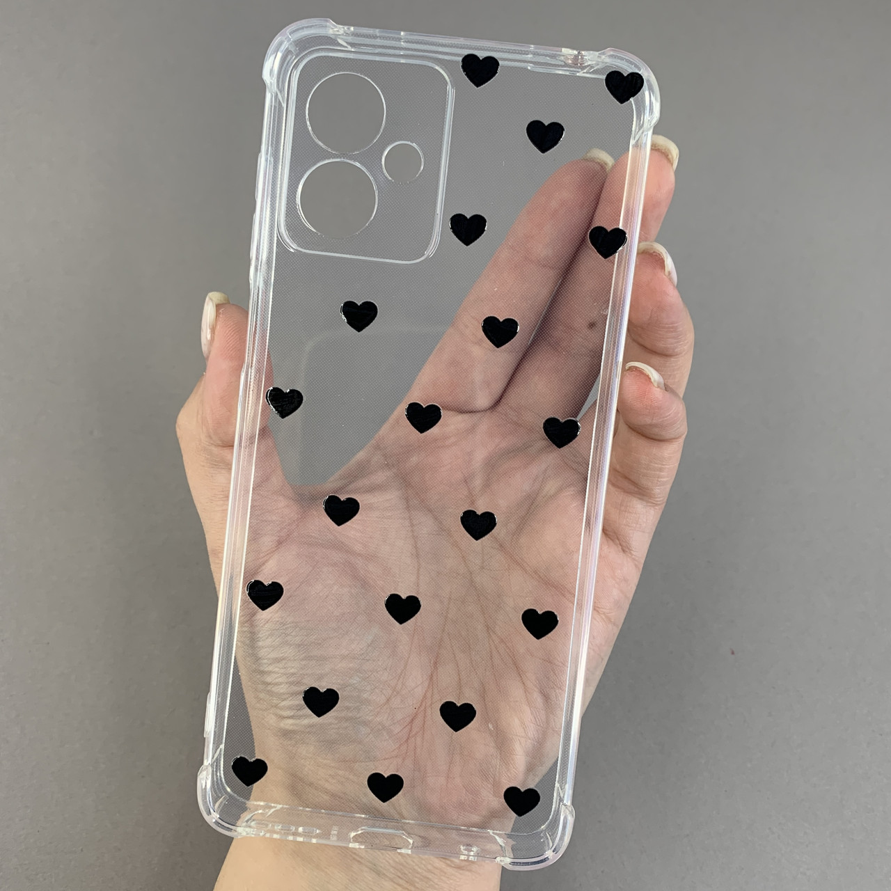 Чохол для Motorola G14 чохол з бронь кутами з сердечками на телефон моторола г14 прозорий q04t
