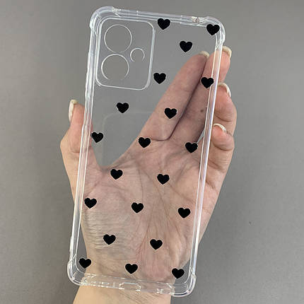 Чохол для Motorola G14 чохол з бронь кутами з сердечками на телефон моторола г14 прозорий q04t, фото 1