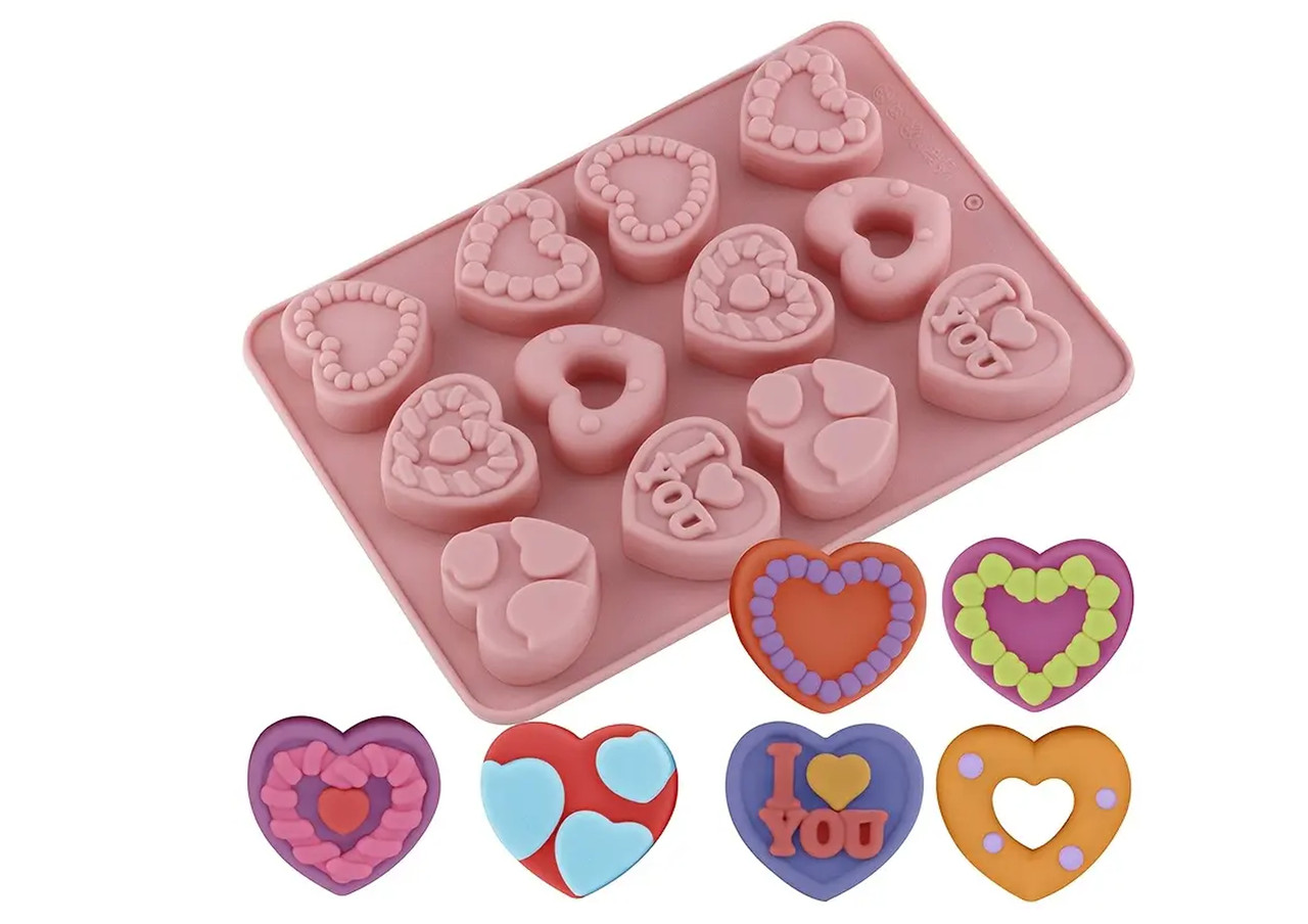 Силіконова форма для випічки Baker Серця Мікс з 12 шт (202246), фото 1