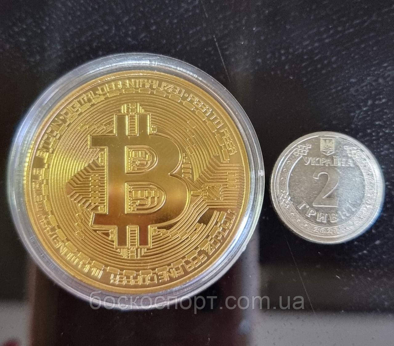 Подарункова монета Bitcoin золото, фото 1