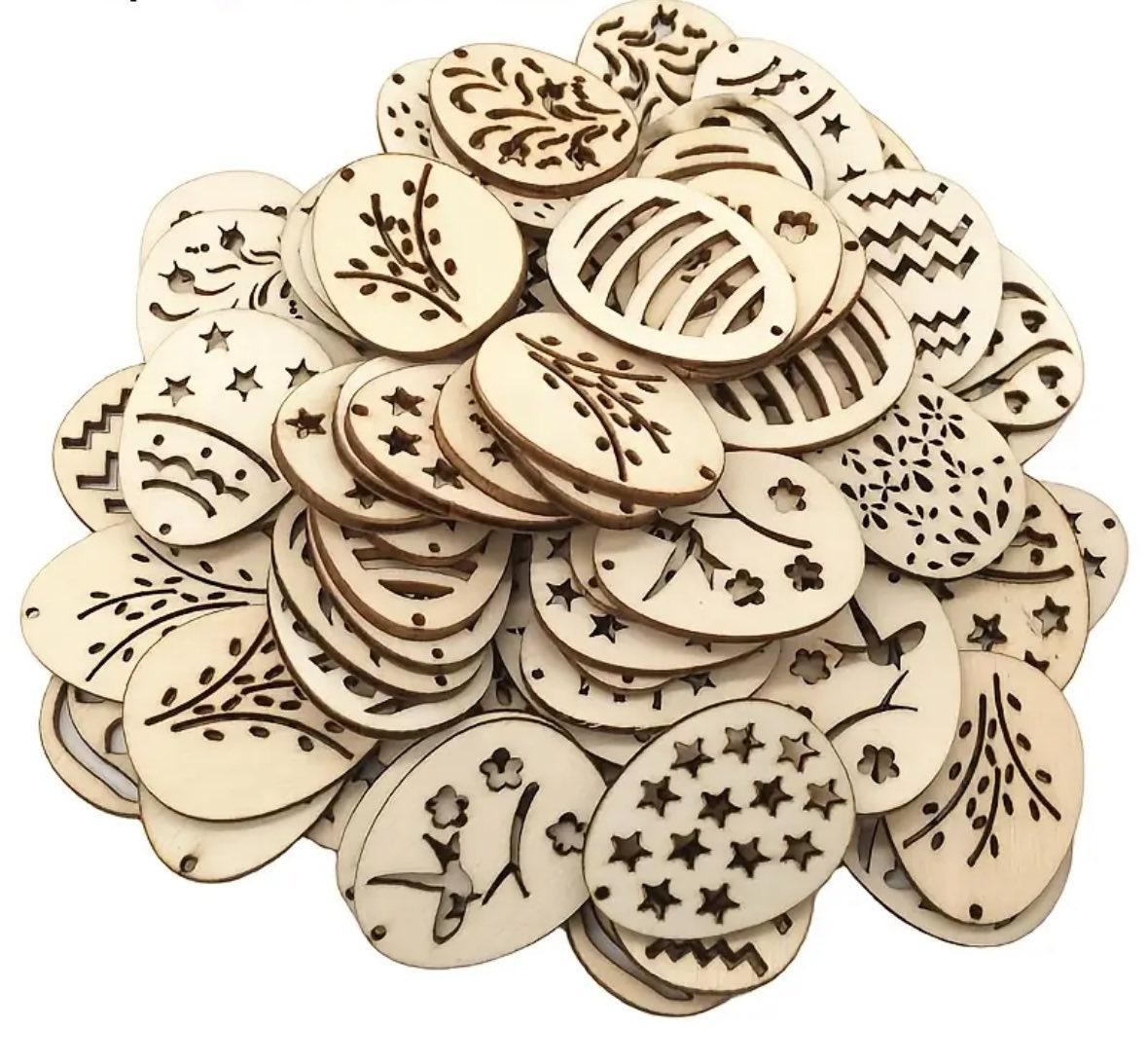 Декор дерев'яний 3,5 см великодній мікс з випаленим узором (за 1 шт), фото 1