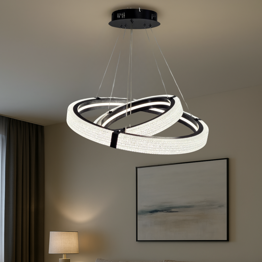 Люстра Led на два кільця Artlight 128W до 20 кв.м колір MB240118/60+40BK