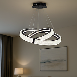 Люстра Led на два кільця Artlight 128W до 20 кв.м колір Білий + Чорний MB240118/60+40BK