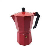 Гейзерна турка кавоварка для плити Domatec DT-2709 з алюмінію на 9 чашок кавник гейзерного типу Червона