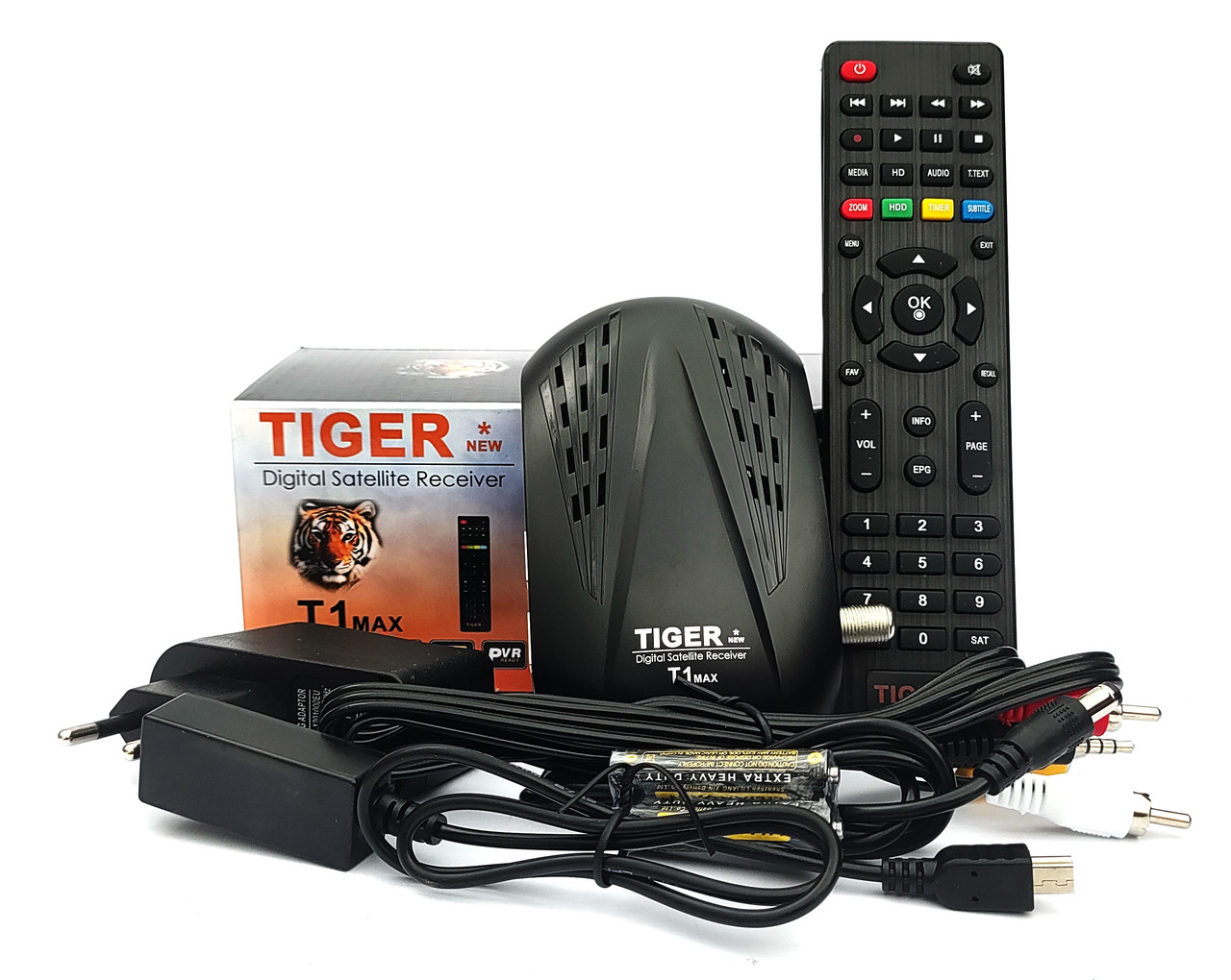 Спутниковый ресивер тюнер TIGER T1 MAX RCA кабель + Прошивка Гарантия 12 месяцев