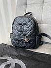 Жіночий шкіряний рюкзак Chanel Чорний міський рюкзак шанель для подорожей та навчання дівчині, фото 5