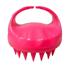 Щітка-масажер для миття шкіри голови полімерна із силіконовими зубцями Hots Professional Beauty Neon Pink