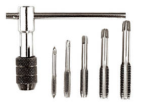 Набір мітчиків з Т-подібним держателем 6 ел. (M4, M5, M6 M8, M10) MASTER TOOL 15-1406