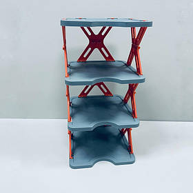 Полиця для взуття розкладна 4 яруси 26,5х27х52,2 см Stenson R97240 сіра з помаранчевим