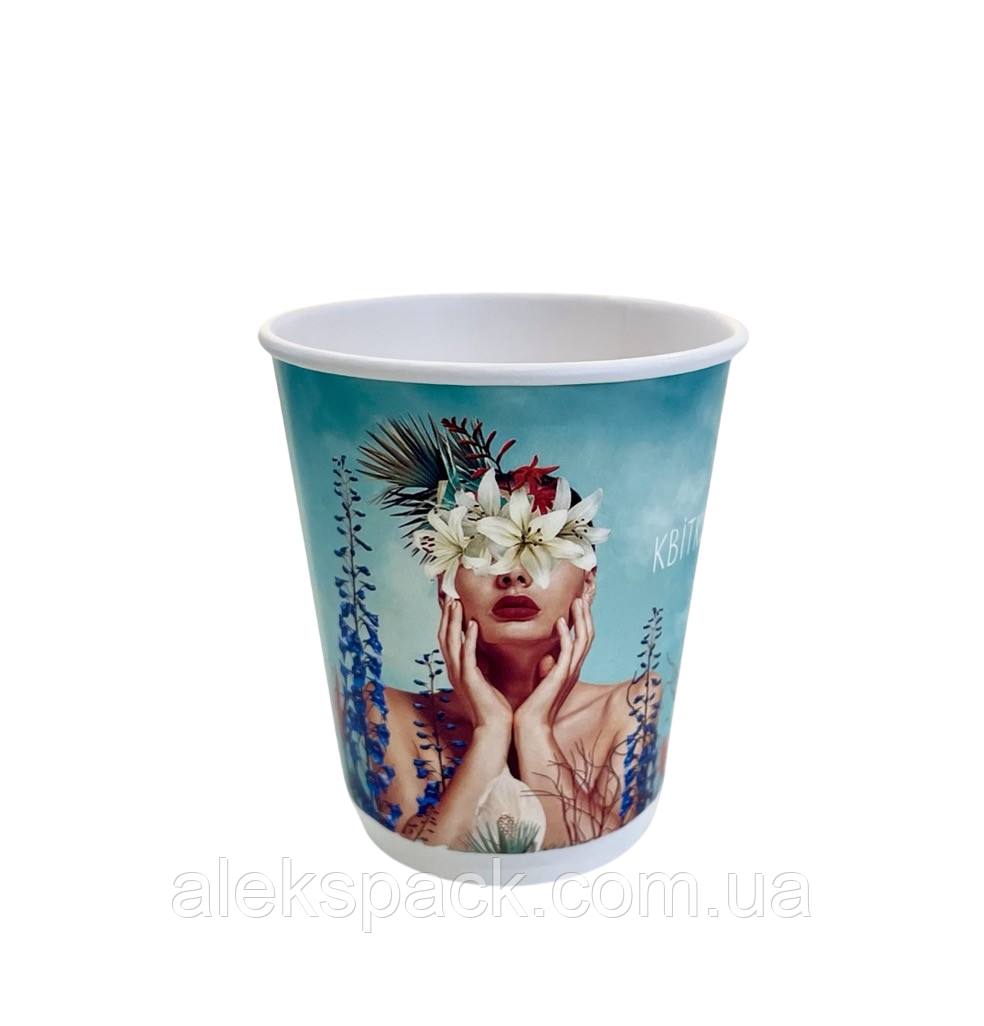 Стакан двошаровий 275 мл (квітка) 25шт/500шт-ящ/20уп-ящ, фото 1