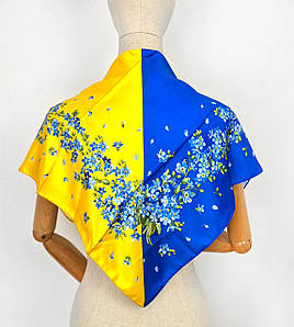 Хустка шовкова шійна Україна жовто блакитна незабудки