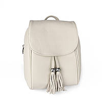 Рюкзак жіночий шкіряний Virginia Conti 02173 невеликий бежевий с китицями