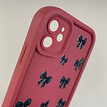 Чохол для iPhone 11 чохол з високими бортами з бантиками на телефон айфон 11 бордовий q05t, фото 3