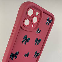 Чохол для iPhone 11 Pro чохол з високими бортами з бантиками на телефон айфон 11 про бордовий q05t, фото 3