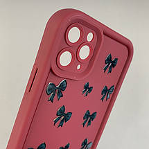 Чохол для iPhone 11 Pro Max чохол з високими бортами з бантиками на телефон айфон 11 про макс бордовий q05t, фото 3
