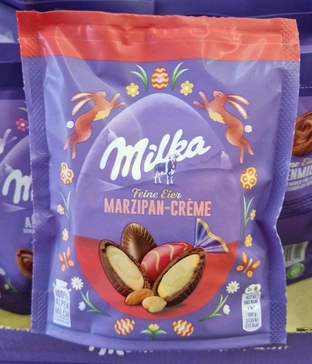 Шоколадні цукерки Milka Feine Eier Marzipan Creme 90 г.