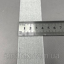 Оксамитова стрічка з люрексом срібло 4 см 22 м - білий, фото 4