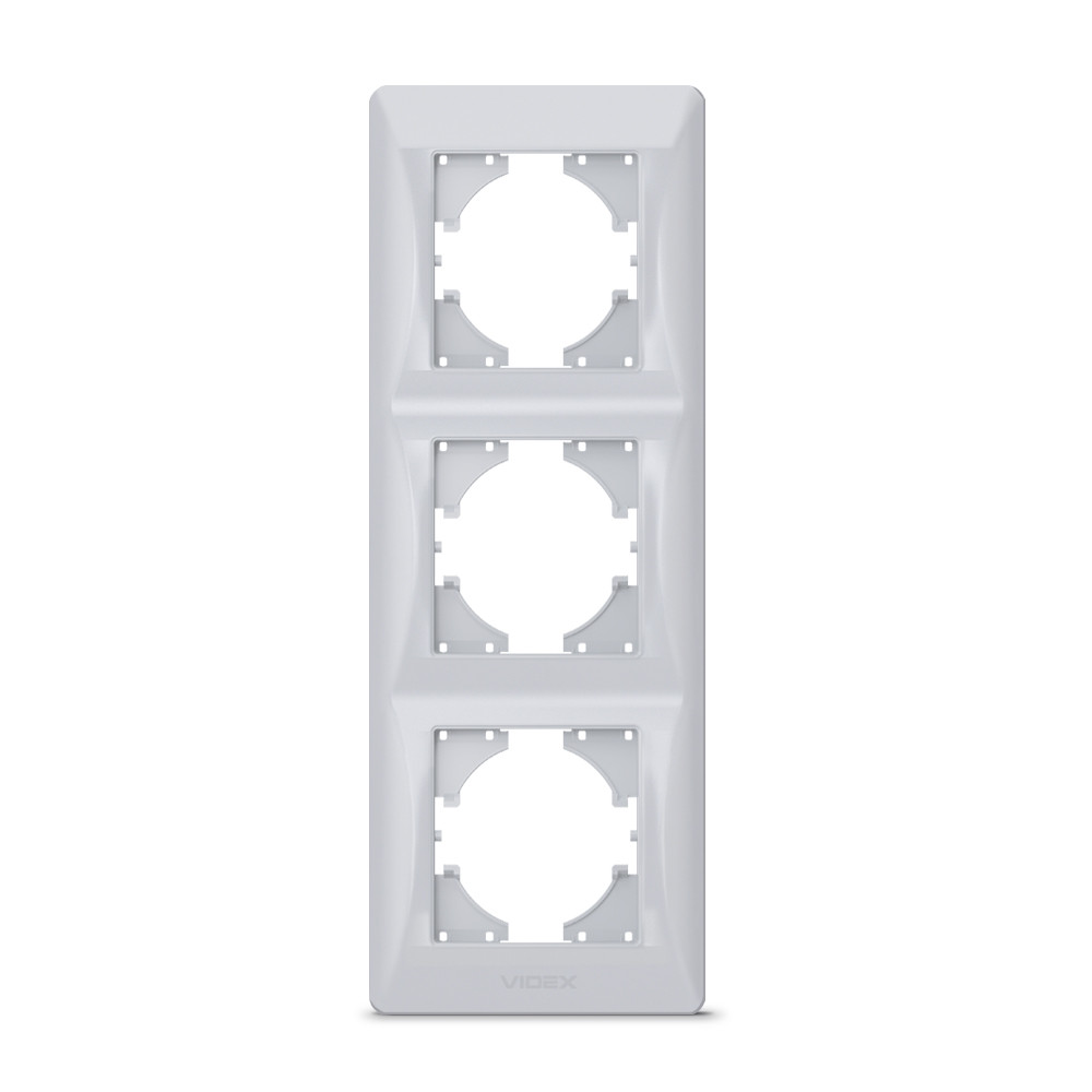 Рамка срібний шовк на 3 місця вертикальна VIDEX BINERA, фото 1