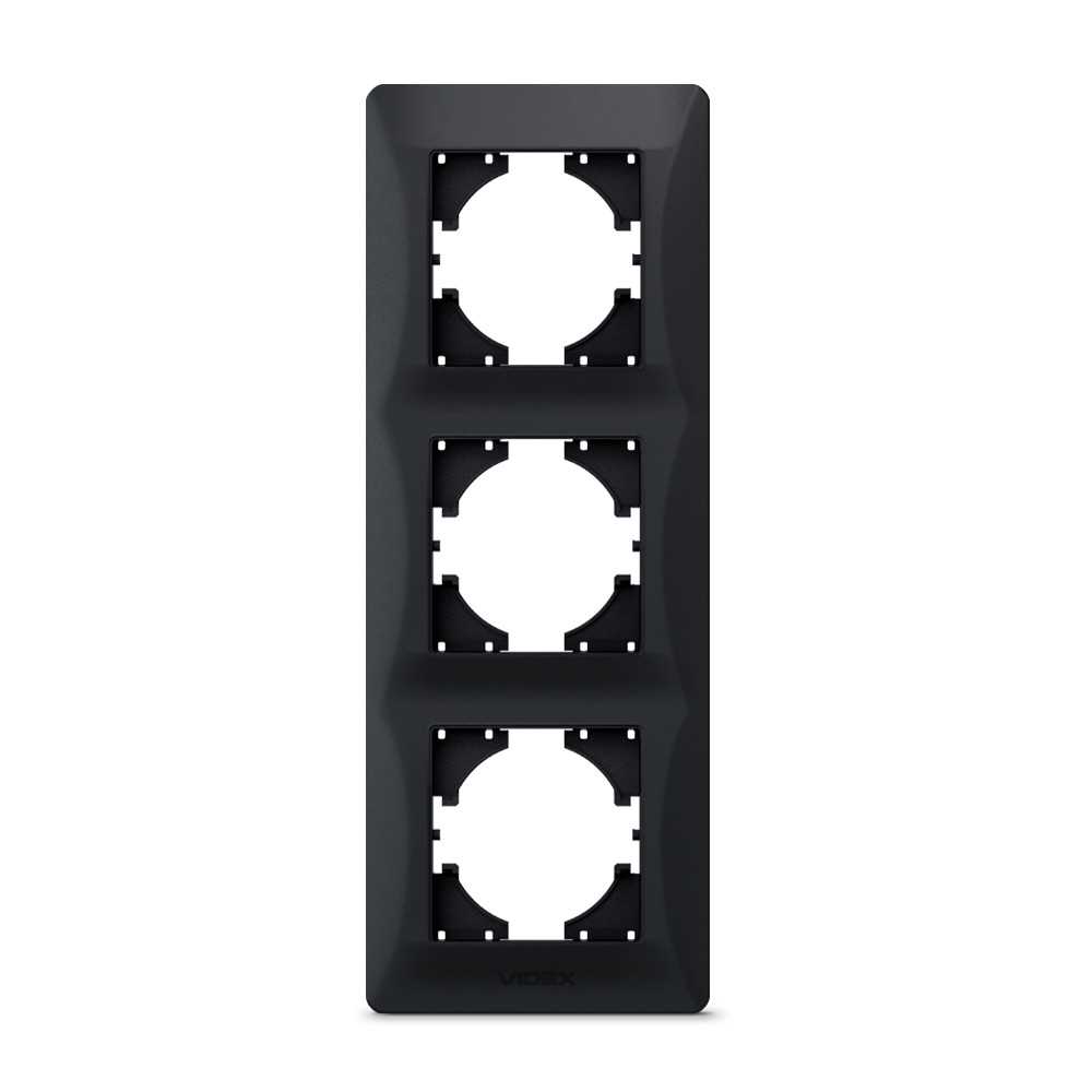 Рамка чорний графіт на 3 місця вертикальна VIDEX BINERA, фото 1