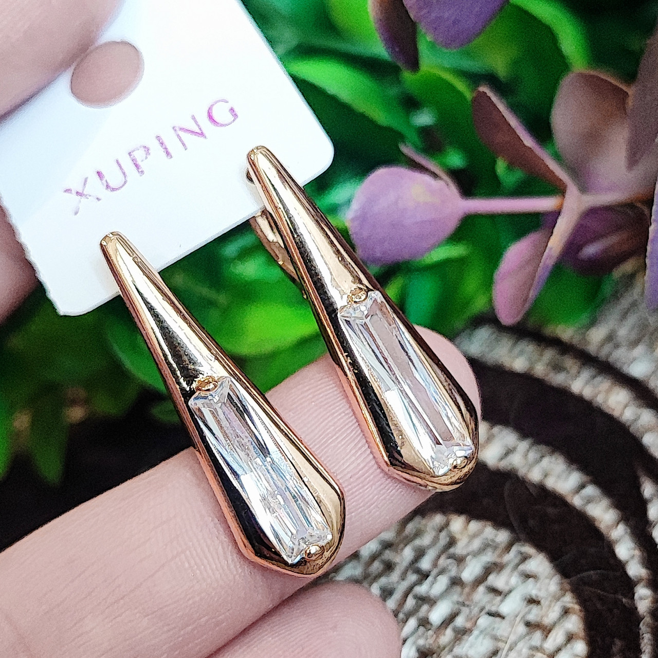 Сережки Xuping довжина 3.2см ширина 9мм медичне золото позолота 18К с1572