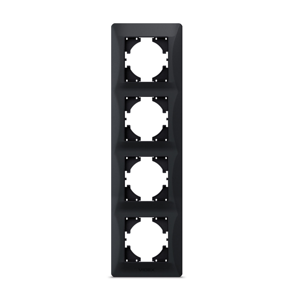 Рамка чорний графіт на 4 місця вертикальна VIDEX BINERA, фото 1