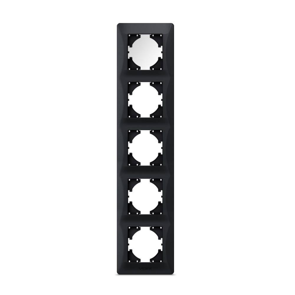 Рамка чорний графіт на 5 місць вертикальна VIDEX BINERA, фото 1