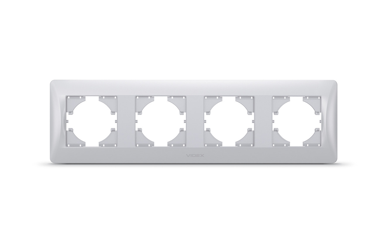 Рамка срібний шовк на 4 місця горизонтальна VIDEX BINERA, фото 1