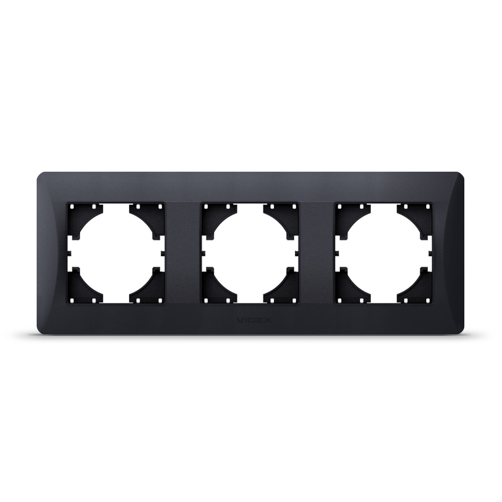Рамка чорний графіт на 3 місця горизонтальна VIDEX BINERA, фото 1