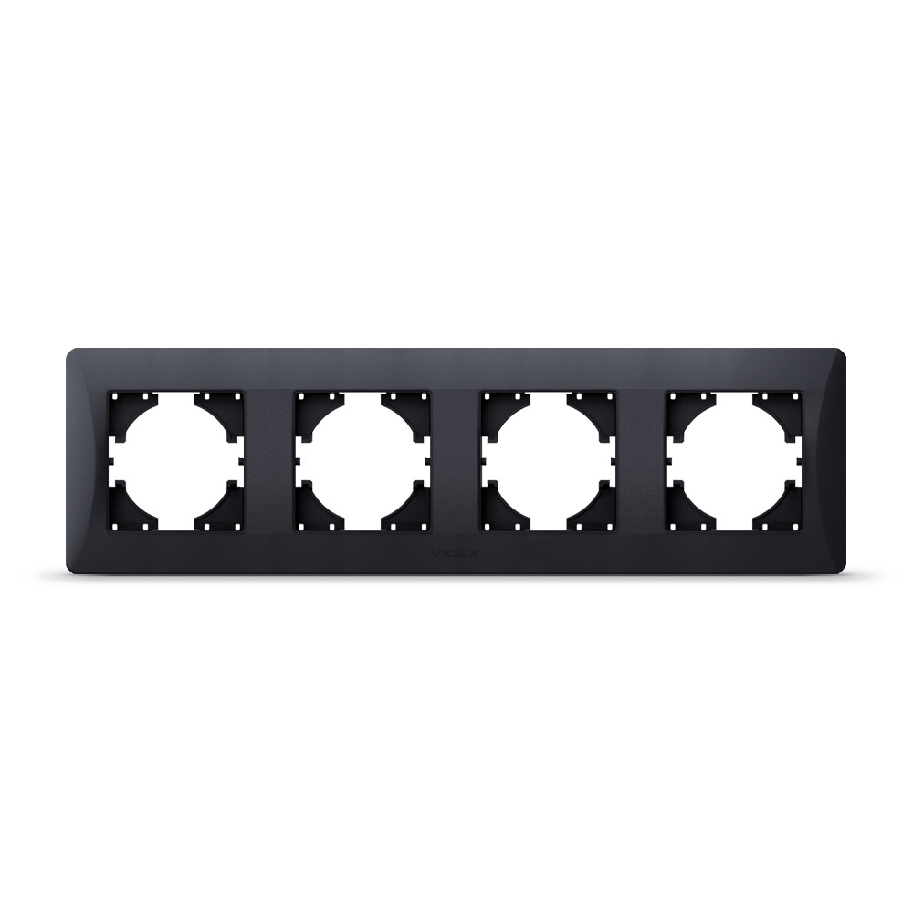 Рамка чорний графіт на 4 місця горизонтальна VIDEX BINERA, фото 1