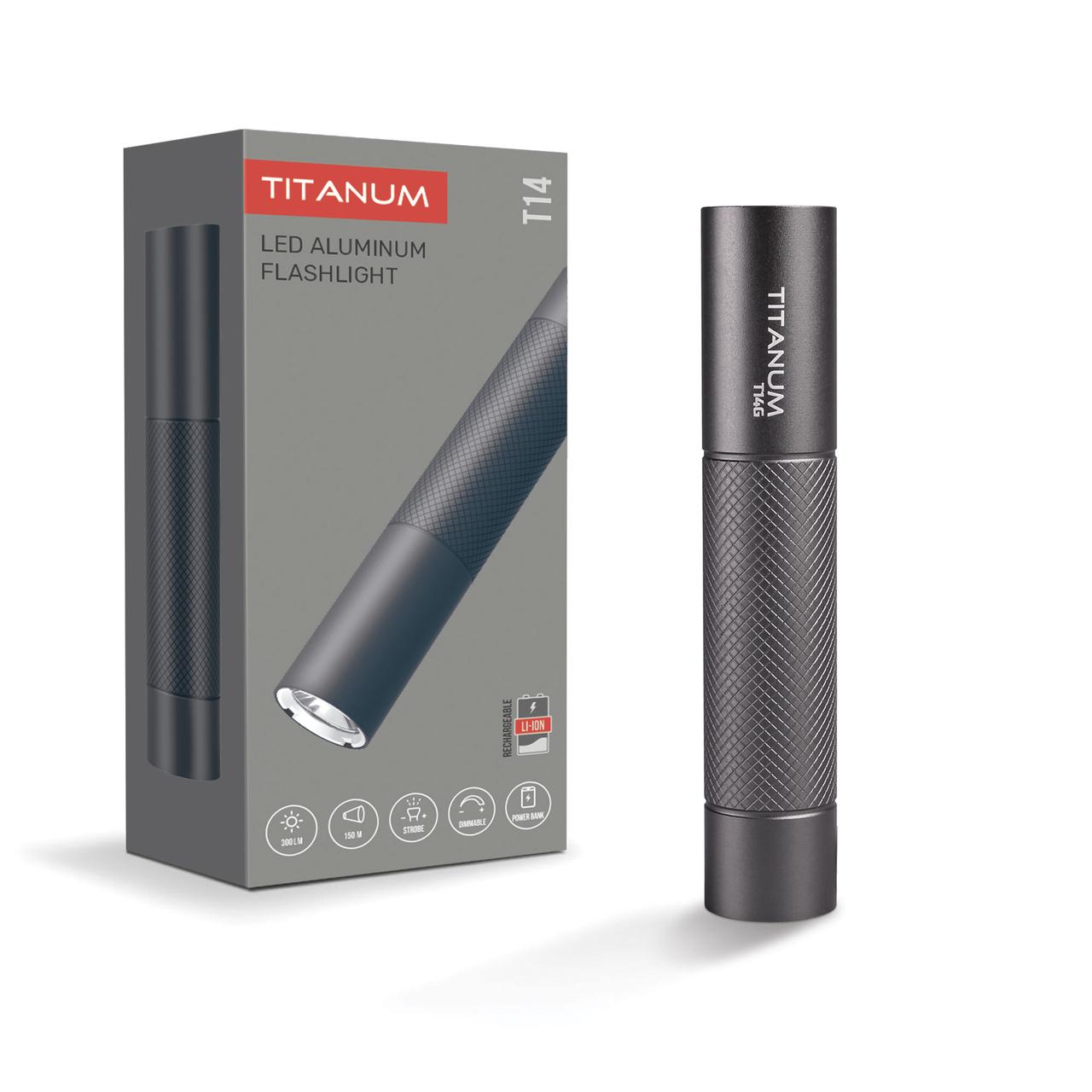 Портативний світлодіодний ліхтарик TITANUM TLF-T14G 300Lm 5000K Gray, фото 1