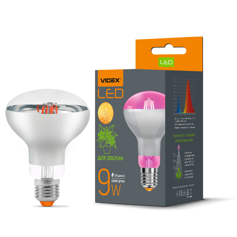 LED лампа VIDEX Filament R80FF 09W E27 1200K, фото 1