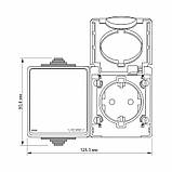 IP65 Розетка зовнішня одинарна із заземленням та вимикачем одноклавішним сіра VIDEX BINERA, фото 4