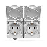 IP65 Розетка зовнішня подвійна із заземленням сіра VIDEX BINERA, фото 2