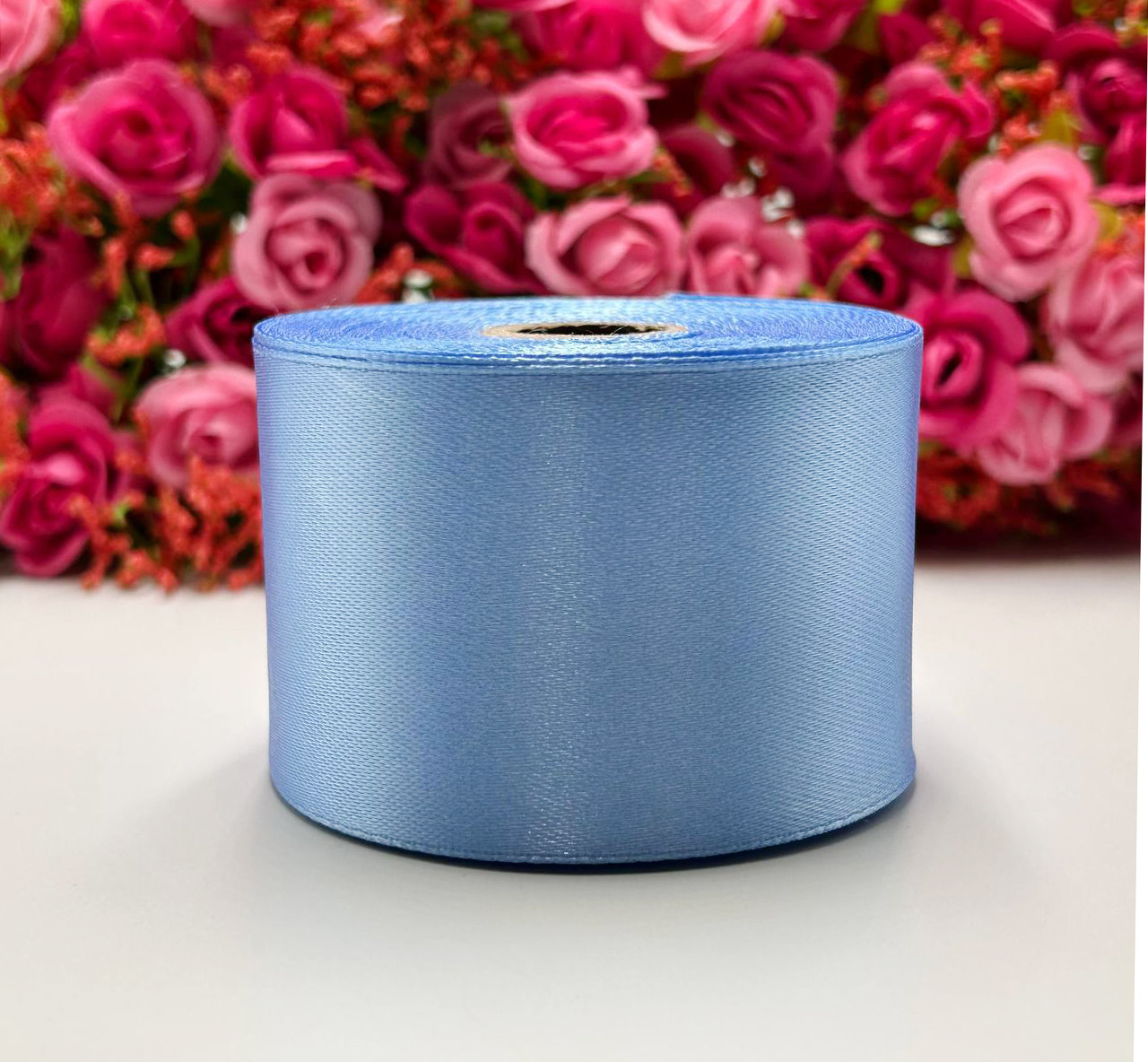 Атласна стрічка для рукоділля - 5 см x 23 м / Джинсовий, фото 1