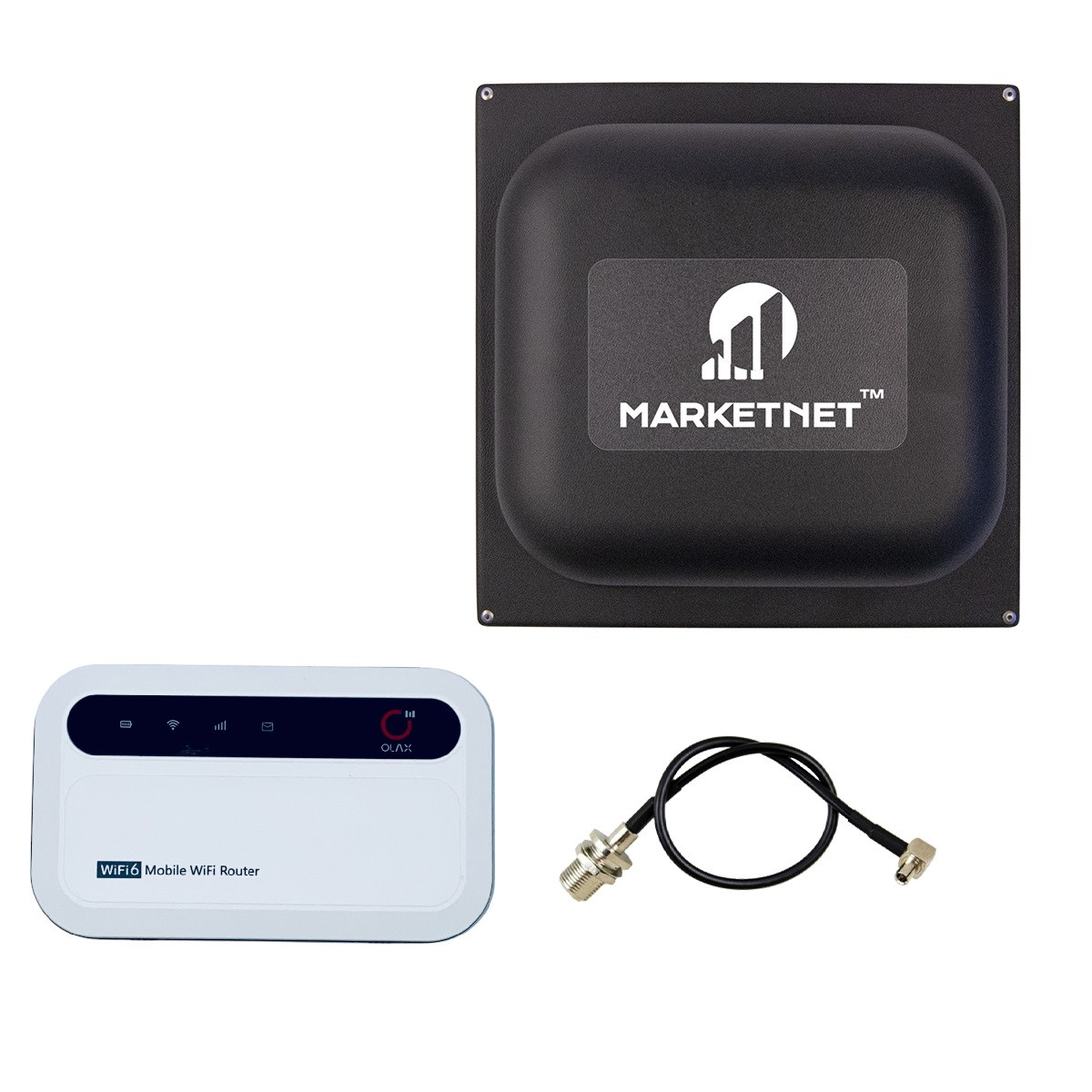 Комплект 4G LTE Wi-Fi роутер Olax MF985 + Панельна антена MARKETNET Square 19 dBi 824-960 МГц/1700-2700 МГц